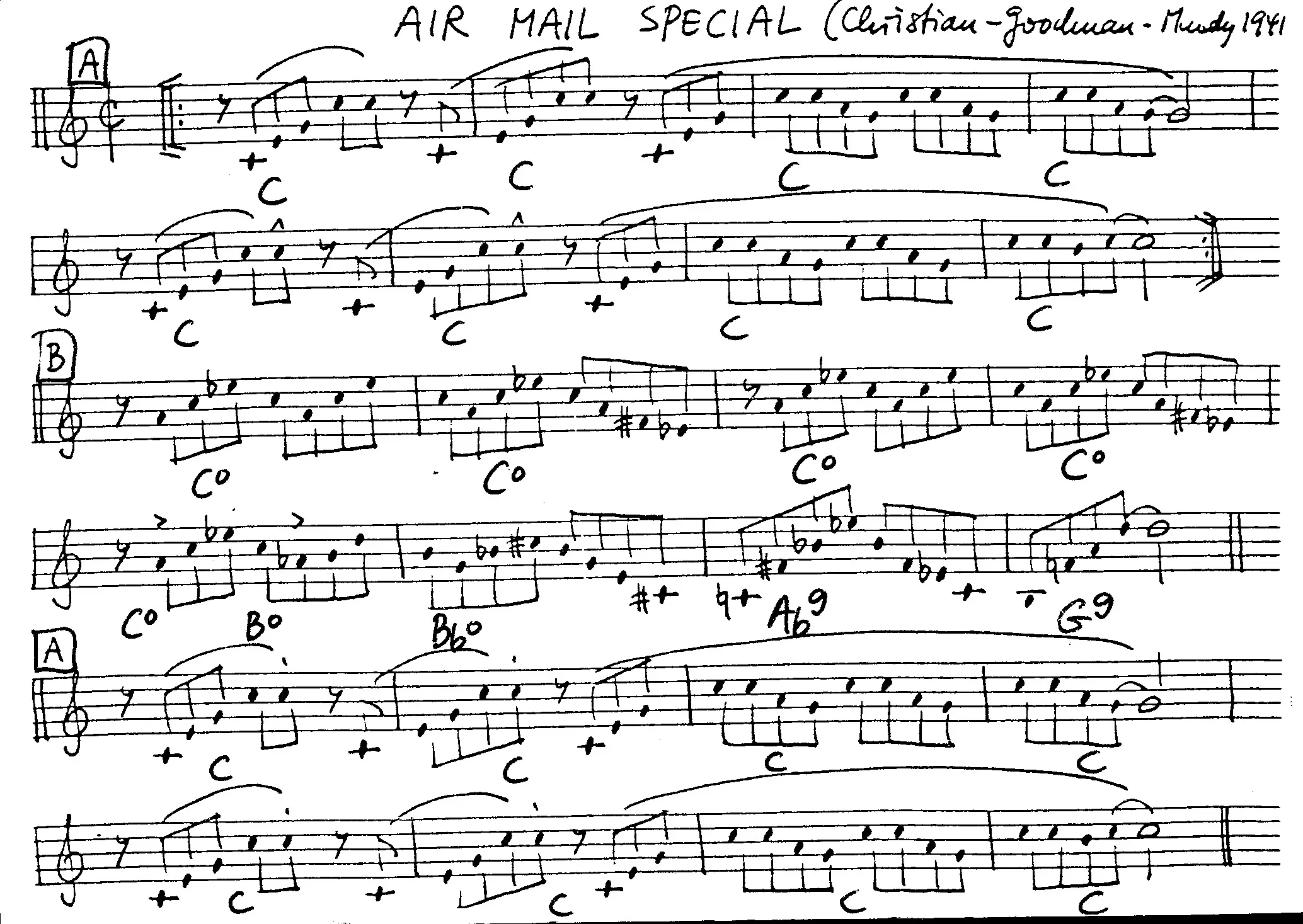 air mail special free jazz leadsheet - Courtesy of the Jungle Jazz Band